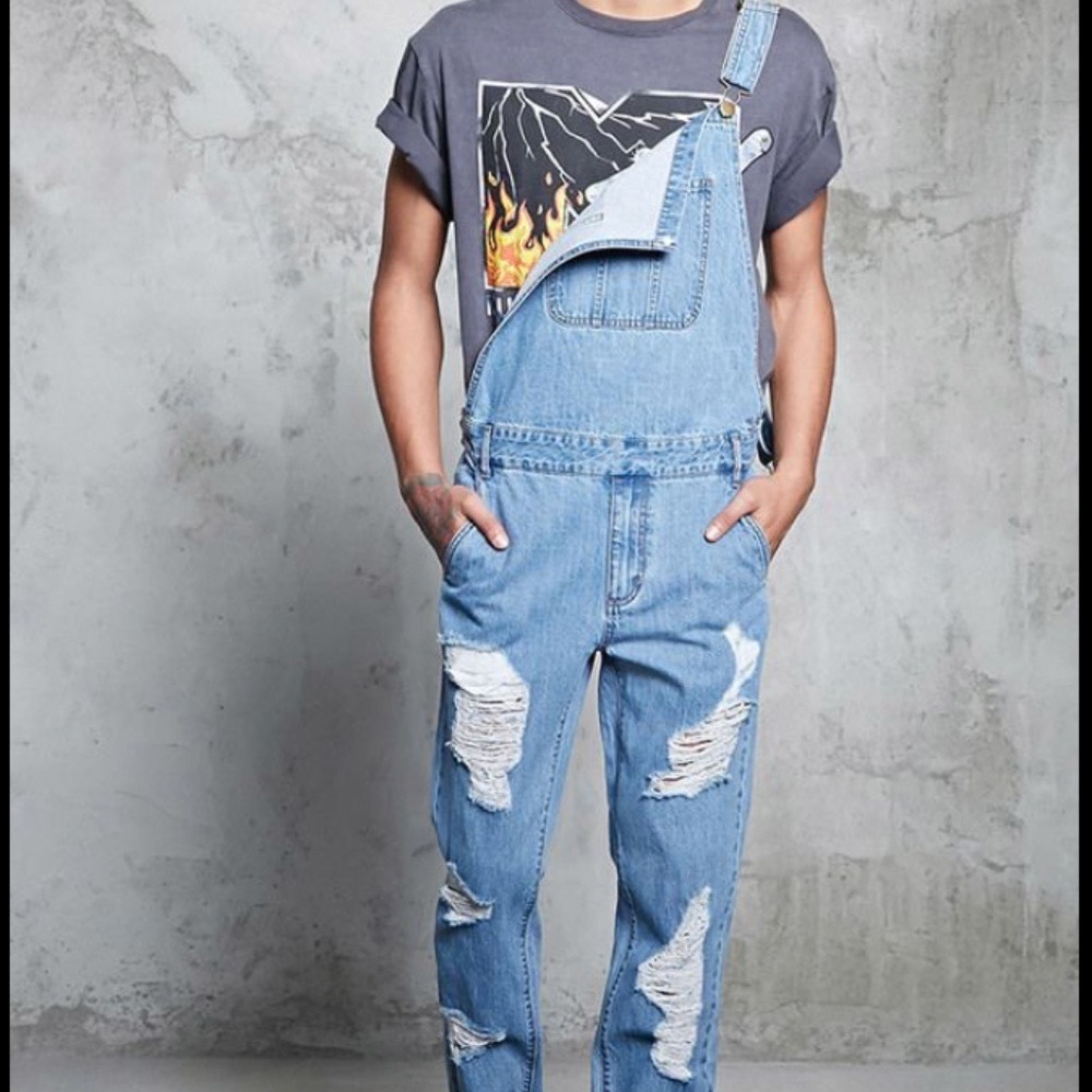 Forever21 21men distressed overalls